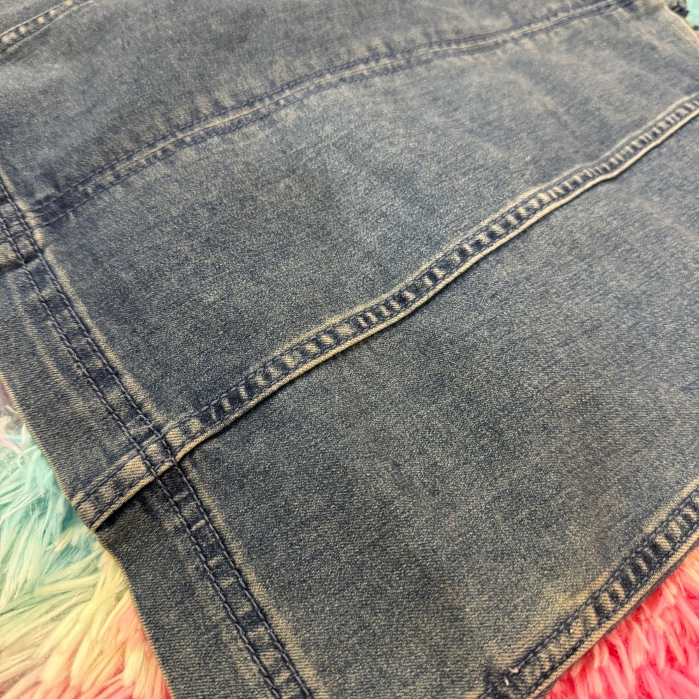 Free People Denim Mini Skirt High Waisted Seamed Blue Jean Medium Wash Size 2 - Picture 2 of 6